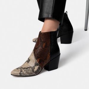 Snake Skin Leather Booties